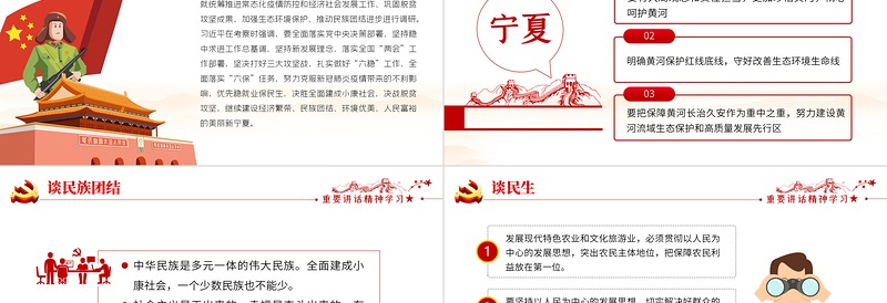 2025红色精美有关领导宁夏考察重要讲话精神学习PPT免费下载