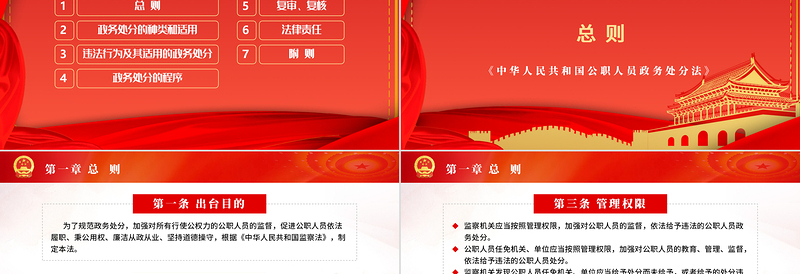 2025红色庄严学习解读中华人民共和国公职人员政务处分法ppt模板免费下载