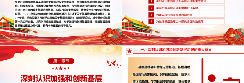 2025红色简洁促进推动基层治理体系和治理能力现代化ppt大气精美学习《习近平关于基层治理论述摘编》专题党课免费下载