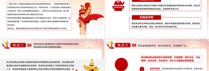 2025大气精美解读职业教育法十大亮点PPT党政风深入学习新修订的《职业教育法》专题课件免费下载