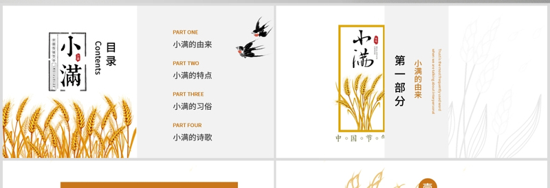 2025大气精美简约风二十四节气小满介绍PPT模板免费下载