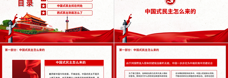 2025红色庄严中国式民主为什么符合国情PPT红色精品中国式民主还是国产的好专题党课课件模板免费下载