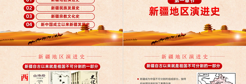 2025红色党建风历史沧桑感地域党课之正确认识新疆四史筑牢中华民族共同体意识新疆党课PPT免费下载