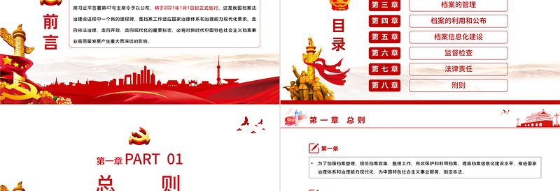 2025简约大气学习《中华人民共和国档案法》PPT模板-含讲稿免费下载