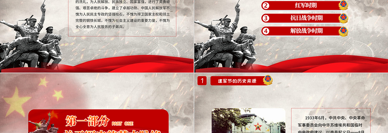 2025八一建军节中国人民解放军发展简史国防教育部队教育爱国主义教育PPT模板免费下载