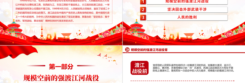 2025红色渐变渡江战役PPT红色党政风党史故事微党课免费下载