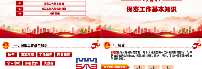 时尚简洁基层党政单位保密警示教育PPT课件模板免费下载