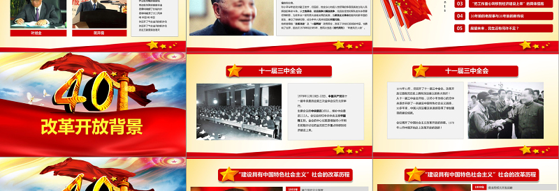 2025红色简洁原创改革开放四十周年成就展经验党课学习PPT免费下载