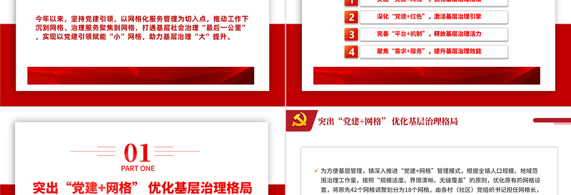 2025党建引领网格化管理推动基层社会治理红色精美党建引领赋能小网格助力基层治理大提升工作汇报模板免费下载