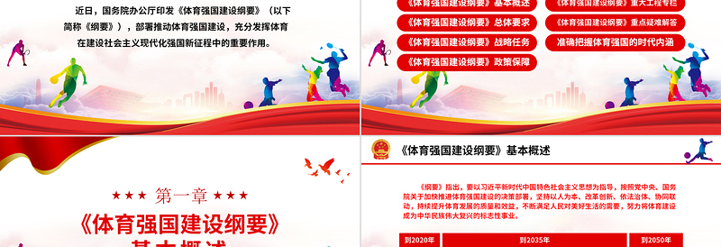 2025大气精美体育强国建设纲要PPT关于印发体育强国建设纲要党建党课课件模板免费下载