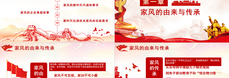 2025简洁实用家风PPT红色简洁以清廉家风涵养清风正气党支部党委党组织廉政教育党课授课辅导免费下载