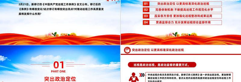 2025简洁大气新修订的《中国共产党巡视工作条例》亮点解读PPT模板免费下载