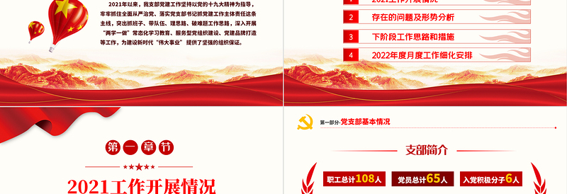 2025红色简洁党支部党建年终总结暨工作计划PPT不忘初心牢记使命学党史专题系列党课课件免费下载