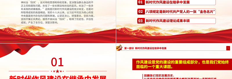 2025红色精美新时代作风建设的历史性成就PPT党政风党员干部作风建设学习教育专题党课课件免费下载