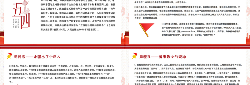 2025红色大气党史上的著名人物PPT模板红黄色简约卡通免费下载