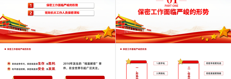2025党政机关保密须知PPT红色党政风党史党建党课培训微党课课件模板免费下载
