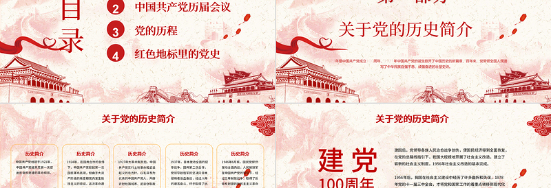 2025大气时尚党建风百年恰是风华正茂庆祝中国共产党建党百年PPT免费下载