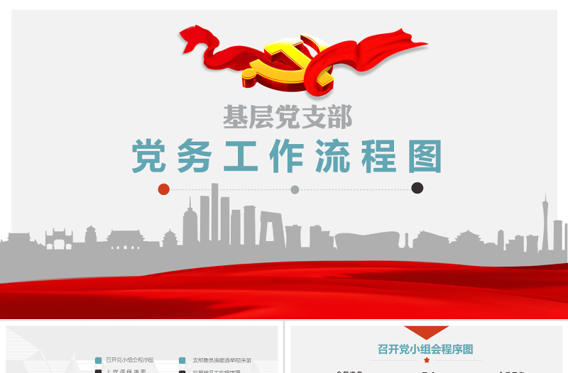 2025精美基层党支部党务工作流程图素材模板免费下载