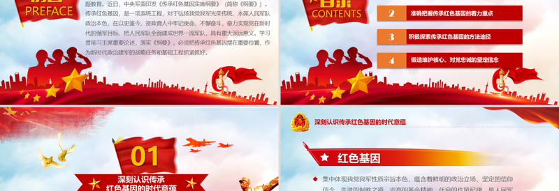 2025简约大气原创传承红色基因担当强军重任教育PPT强军梦免费下载