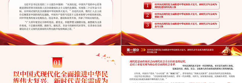 2025大气简洁以青春助力中国式现代化PPT时尚精美新青年学习新观点新论断新思想思政课课件免费下载