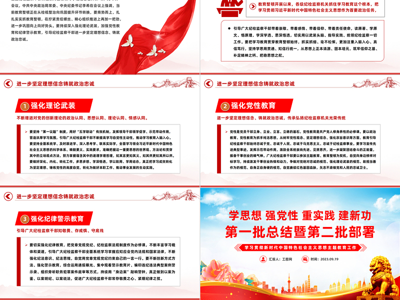 2025红色大气强化理论武装加强党性教育和纪律警示教育坚定理想信念铸就政治忠诚党课PPT免费下载