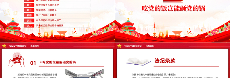 2025简洁大气党纪学习教育专题以案说纪党课PPT课件模板免费下载