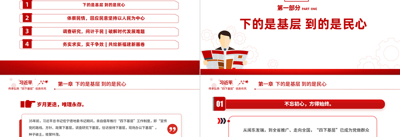 2025践行四下基层PPT大气党建风“四下基层”与新时代党的群众路线党课辅导课件免费下载