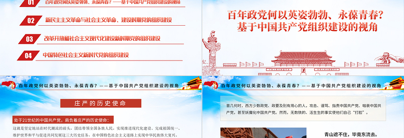2025红色精美党的组织建设PPT红色党建风百年大党组织建设的历程经验及启示专题教育党课课件免费下载