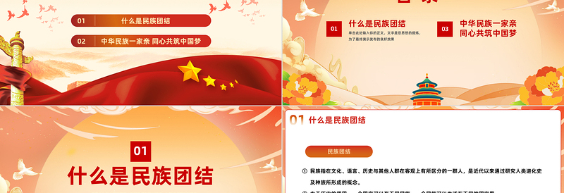 2025中华民族一家亲同心共筑中国梦PPT党政风民族团结进步宣传月应知应会知识课件模板免费下载
