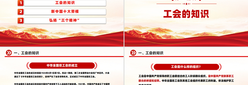 2025简洁大气中华全国总工会成立100周年PPT党课免费下载