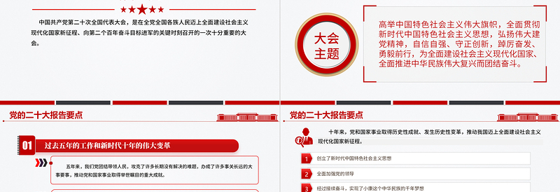 2025二十大报告要点PPT简洁大气党的二十大精神学习解读党建宣传教育党课课件免费下载