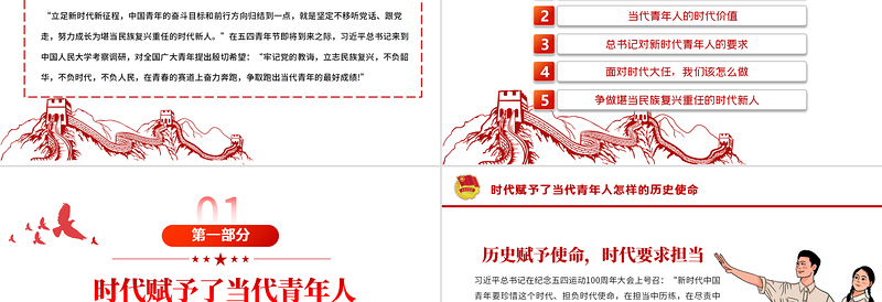 2025红色庄严新时代的青年PPT争做堪当民族复兴重任时代新人五四青年节专题党课课件模板免费下载