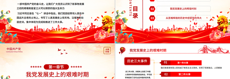 2025红色精美中国共产党的光辉历程PPT建党104周年党史学习教育党课课件免费下载