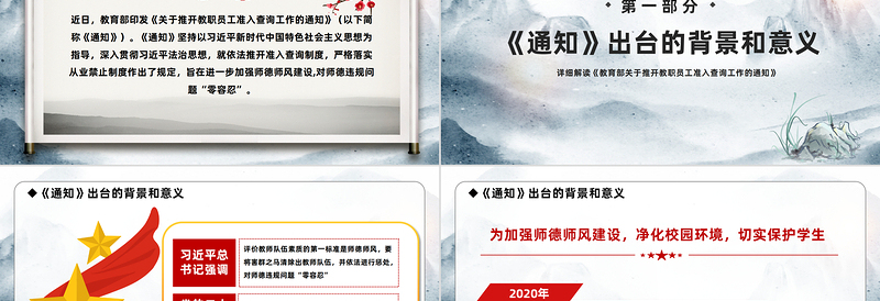 2025加强师德师风建设推开准入查询工作PPT水墨画风详细解读《教育部关于推开教职员工准入查询工作的通知》专题课件模板免费下载