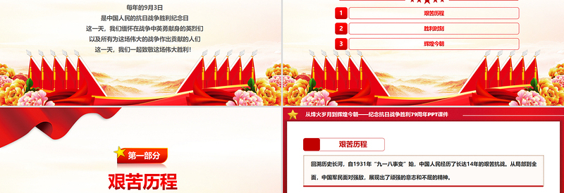 2025纪念抗日战争胜利79周年PPT课件模板免费下载