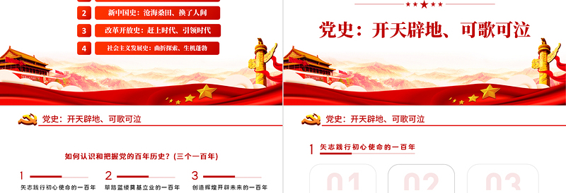 2025红色大气明四史做先锋PPT党史学习教育专题党课课件模板免费下载
