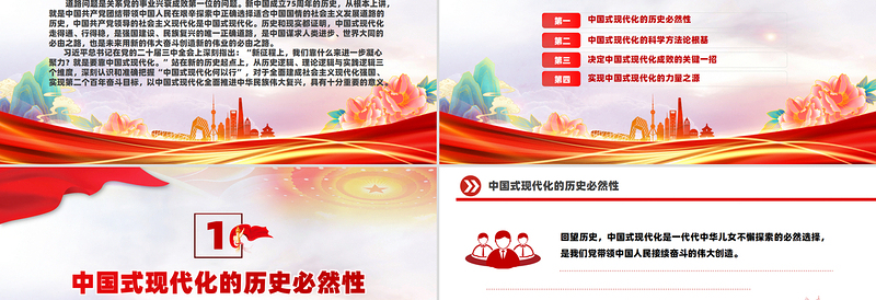 2025红色简洁精美党政风从75年看“中国式现代化何以 行”PPT特别党课免费下载