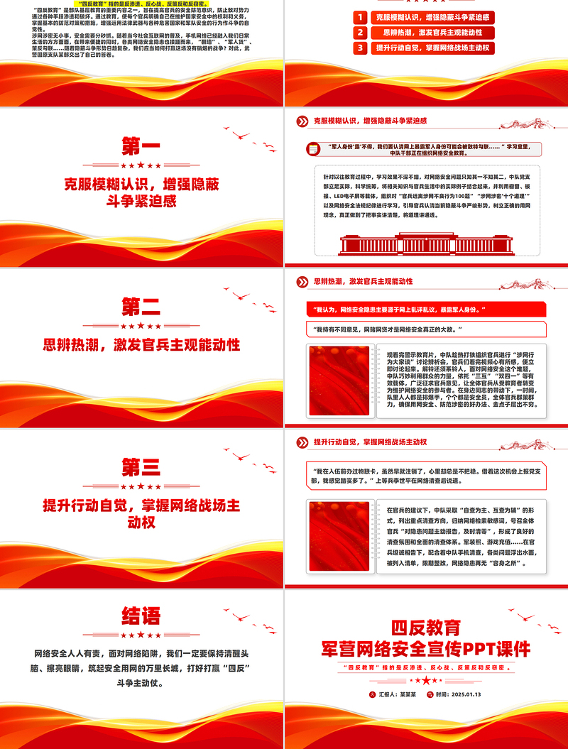 2025免费四反教育PPT军营网络安全宣传课件免费下载