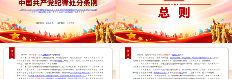 2025红色创意新旧对照《中国共产党纪律处分条例》PPT精美简洁纪律处分条例全文课件免费下载