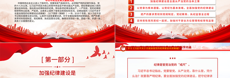 2025红色精美全面加强党的纪律建设之《习近平关于全面加强党的纪律建设论述摘编》PPT免费下载