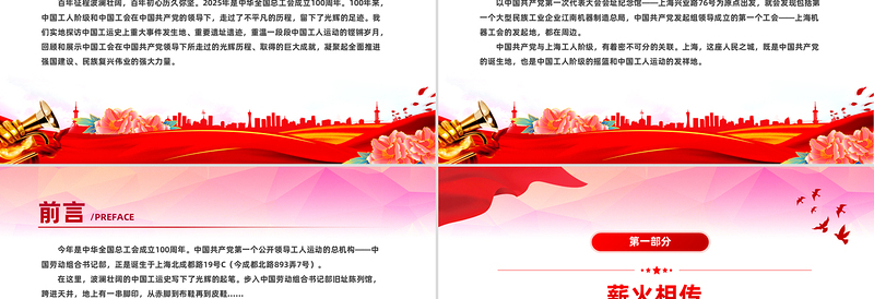 2025简洁大气中华全国总工会成立100周年PPT课件免费下载