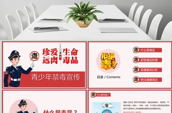 2025大气时尚禁毒日内容型青少年禁毒宣传PPT模板免费下载