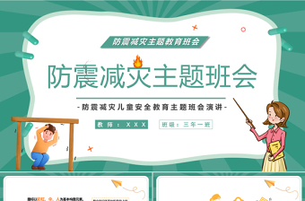 2025卡通风防震减灾主题班会PPT防震减灾儿童安全教育主题班会演讲课件免费下载