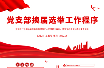 2025红色大气党支部换届选举工作程序PPT党政风党支部换届选举工作程序专题党课课件模板免费下载