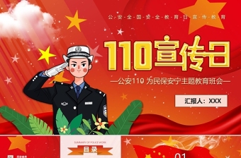 2025时尚大气110宣传日PPT红色简洁110的由来服务内容及职责报警方式报警技巧主题班会课件免费下载