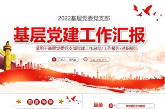 2025简洁实用基层党建工作汇报PPT党政风党支部年度工作情况介绍问题总结及新年工作思路报告党建模板免费下载