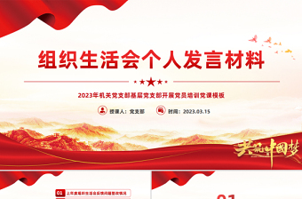2025组织生活会个人发言材料PPT简约风组织生活会个人发言材料专题党课课件模板免费下载