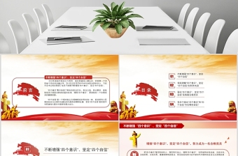 2025红色创意四个意识和四个自信党课PPT模板免费下载