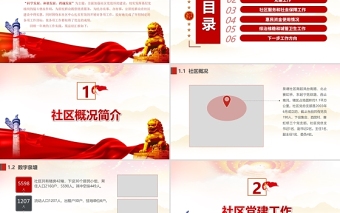 2025红色党政风基层村乡镇社区办事处年终工作汇报PPT村社区基层组织民主生活会专题课件免费下载