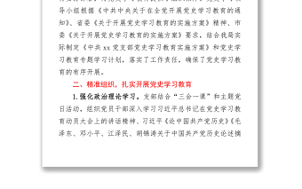 2025优质党支部党史学习教育推进情况总结报告免费下载